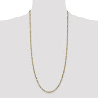 14K Yellow Gold 30-inch 3.5mm Semi-Solid Figaro Chain Necklace with Lobster Clasp by Oro Pregiato