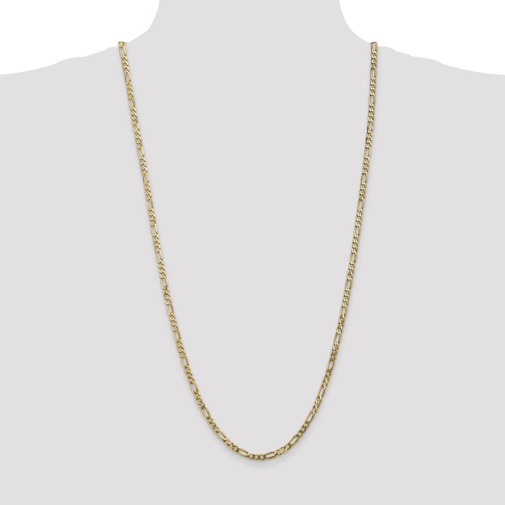 14K Yellow Gold 30-Inch 4mm Flat Figaro Chain with Lobster Clasp by Oro Pregiato