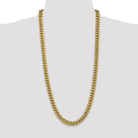 14K Yellow Gold 30-Inch 9.3mm Semi-Solid Miami Cuban Chain Necklace - Polished Finish by Oro Pregiato