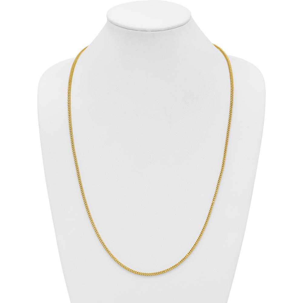 14K Yellow Gold 30-Inch Franco Chain with Lobster Clasp - Polished 2.3mm Width by Oro Pregiato