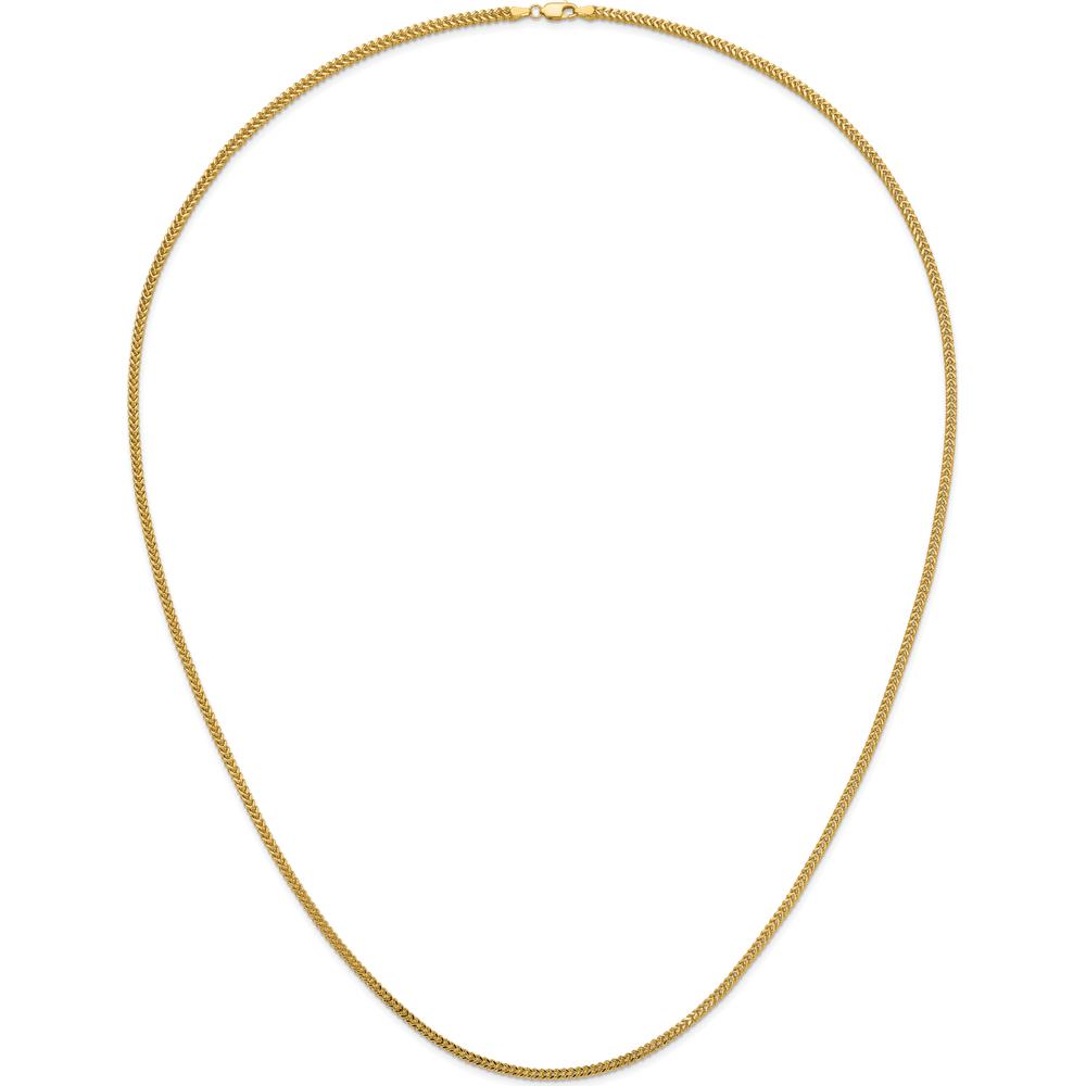 14K Yellow Gold 30-Inch Franco Chain with Lobster Clasp - Polished 2.3mm Width by Oro Pregiato
