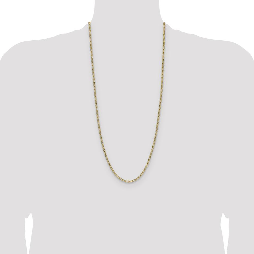 14K Yellow Gold 30-Inch Paperclip Chain Necklace with Beveled Links by Oro Pregiato