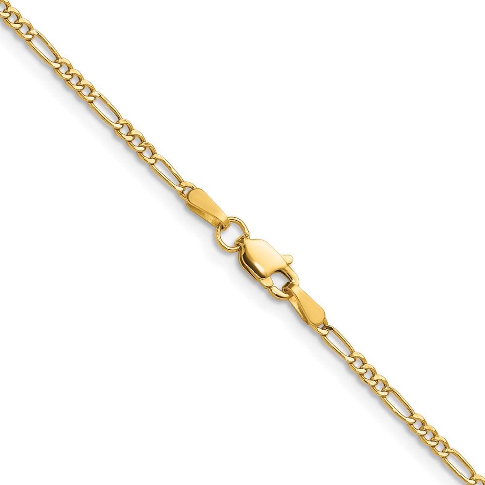 14K Yellow Gold 30-inch Semi-Solid Figaro Chain - 1.9mm by Oro Pregiato