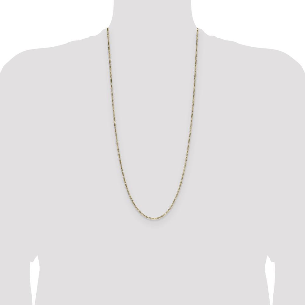 14K Yellow Gold 30-inch Semi-Solid Figaro Chain - 1.9mm by Oro Pregiato