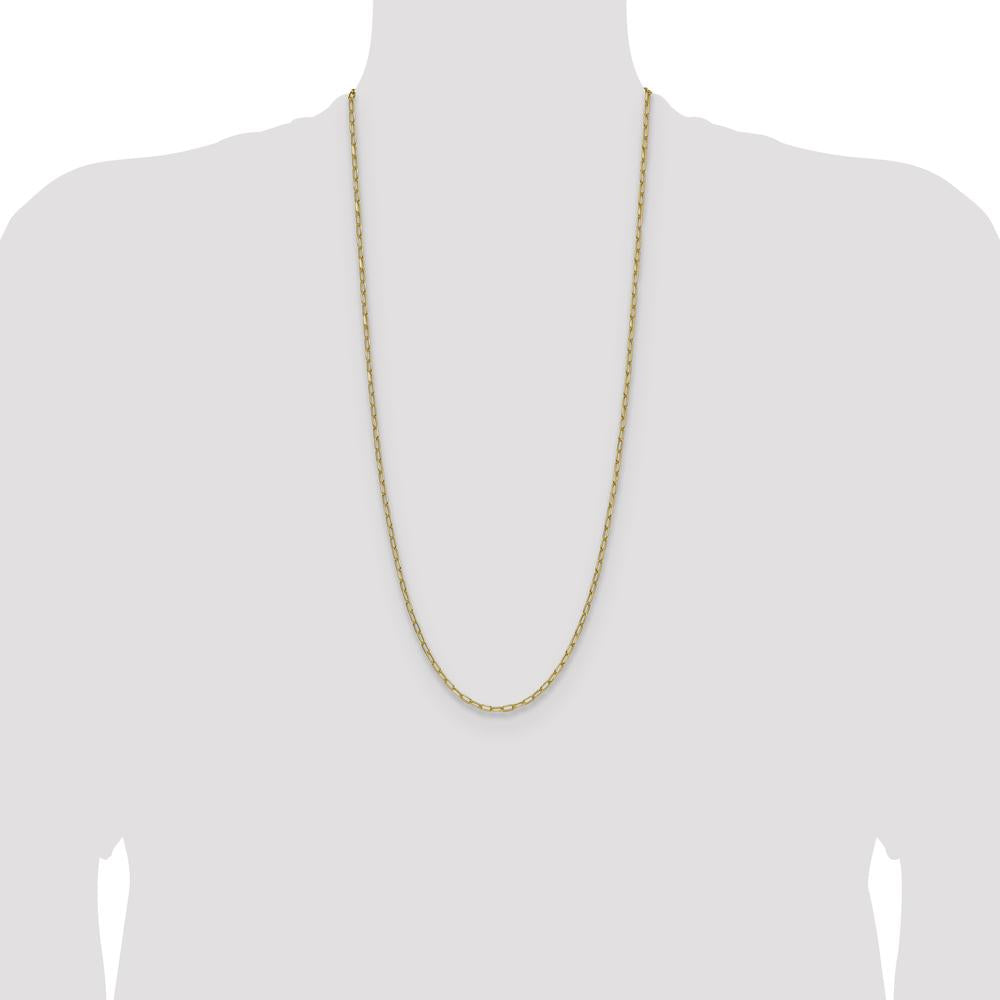 14K Yellow Gold 30-inch Semi-Solid Paperclip Chain Necklace with Beveled Links by Oro Pregiato