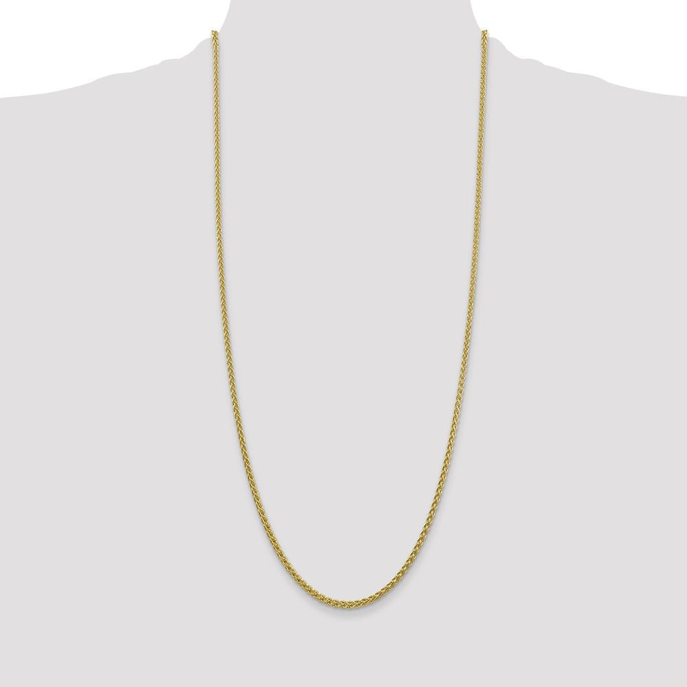 14K Yellow Gold 30-Inch Wheat (Spiga) Chain Necklace with Lobster Clasp - 2.75mm Semi-Solid by Oro Pregiato