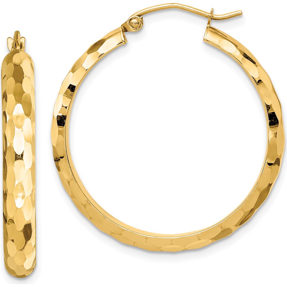 14K Yellow Gold 30 mm Diamond-Cut Polished Large Hoop Earrings by 0