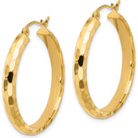 14K Yellow Gold 30 mm Diamond-Cut Polished Large Hoop Earrings by 0
