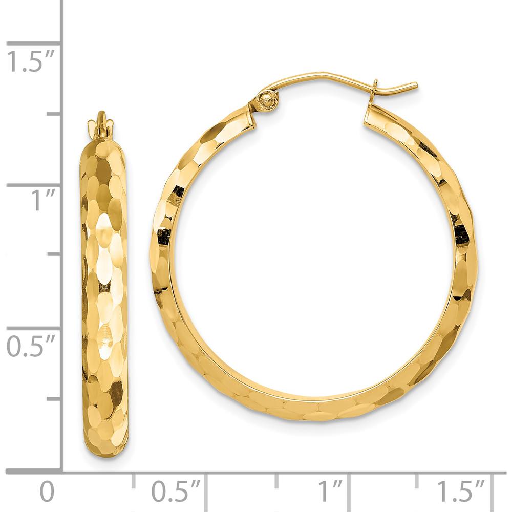 14K Yellow Gold 30 mm Diamond-Cut Polished Large Hoop Earrings by 0