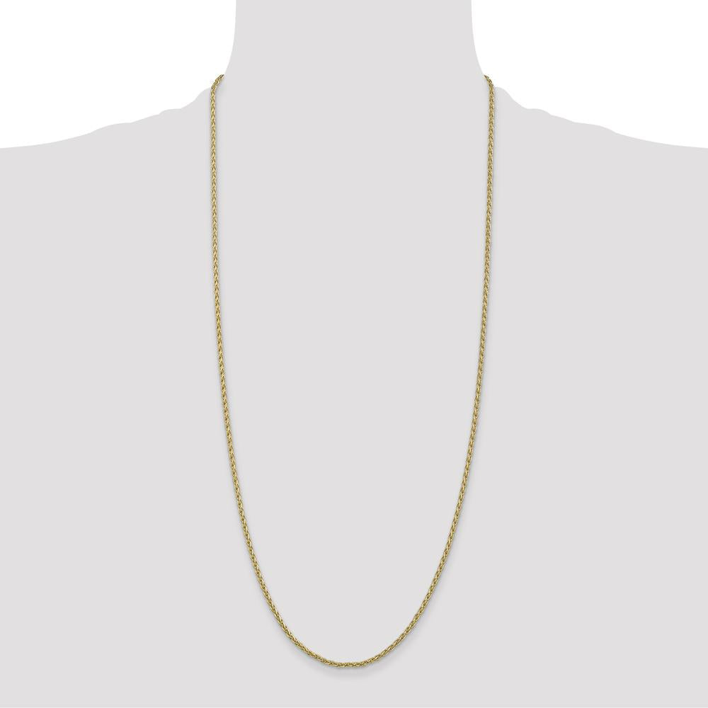 14K Yellow Gold 30" Parisian Wheat Chain Necklace - 2.25mm Solid Gold Link Design with Lobster Clasp by Oro Pregiato