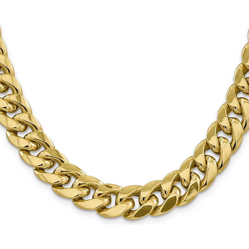 14K Yellow Gold 30" Semi-Solid Miami Cuban Chain - 13.2mm Width by Oro Pregiato