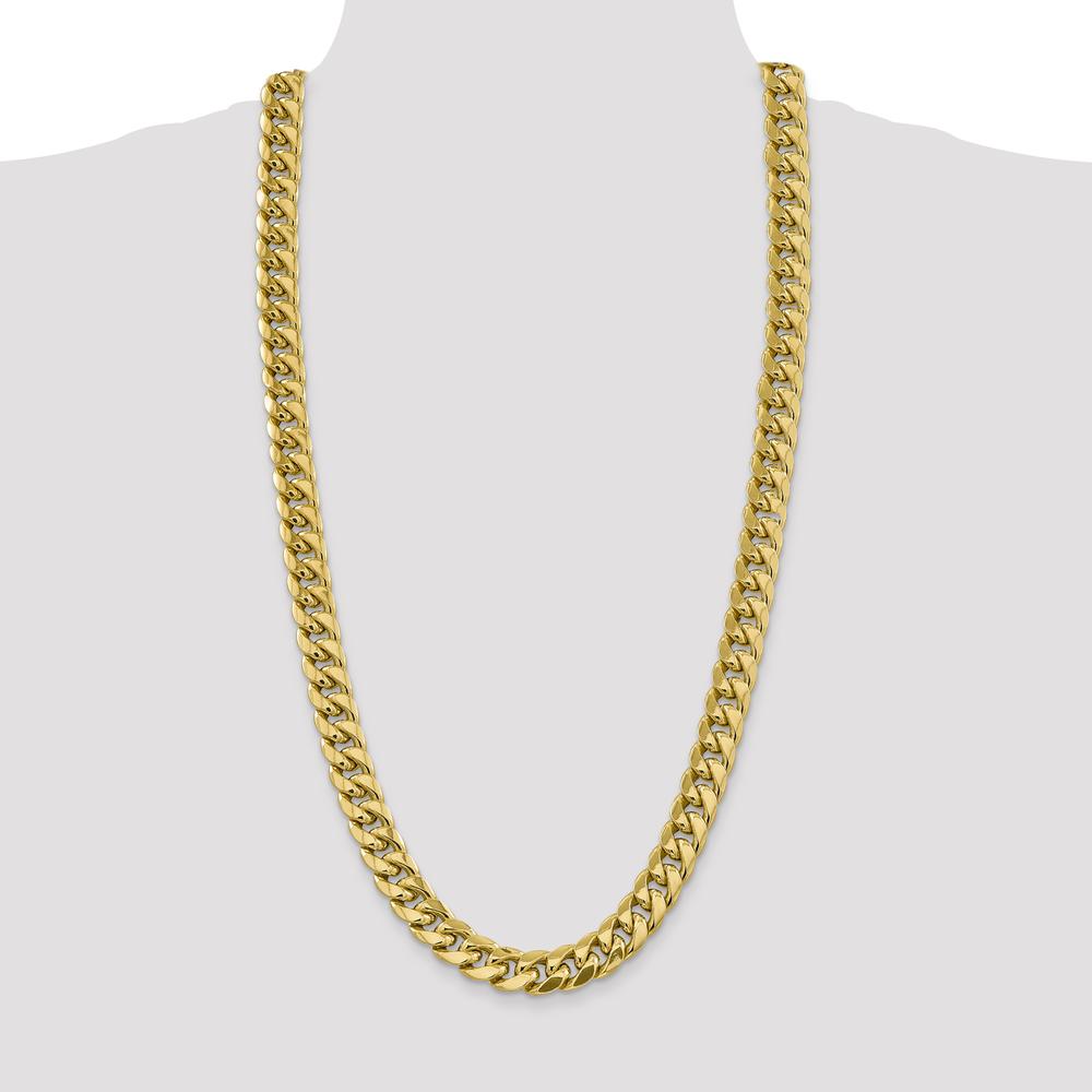 14K Yellow Gold 30" Semi-Solid Miami Cuban Chain - 13.2mm Width by Oro Pregiato