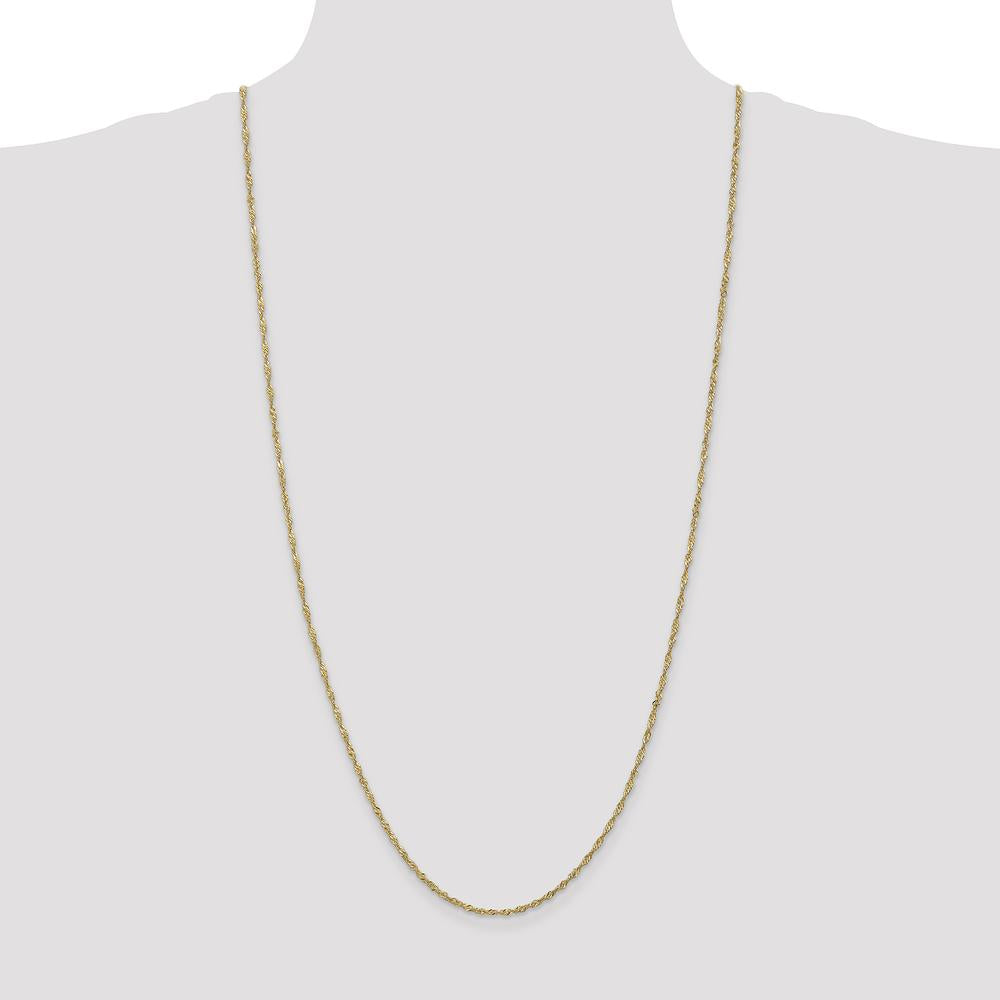 14K Yellow Gold 30" Singapore Chain Necklace with Lobster Clasp - 1.7mm Width by Oro Pregiato