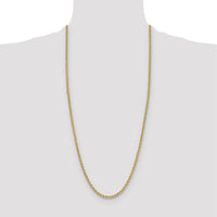 14K Yellow Gold 30" Solid Rope Chain Necklace, 3.8mm Wide with Lobster Clasp