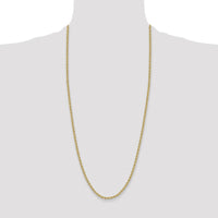 14K Yellow Gold 30" Solid Rope Chain Necklace with Polished 3.3mm Links