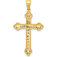 14K Yellow Gold 30mm Cross Pendant with Pavé-Set Round Diamonds - 0.10 Carat Total Diamond Weight by Monteluci Fine Jewelry