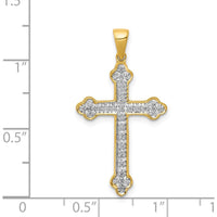 14K Yellow Gold 30mm Cross Pendant with Pavé-Set Round Diamonds - 0.10 Carat Total Diamond Weight by Monteluci Fine Jewelry
