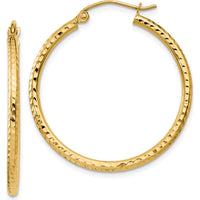 14K Yellow Gold 30mm Diamond-Cut Large Hoop Earrings by 0