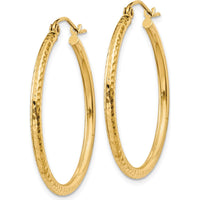 14K Yellow Gold 30mm Diamond-Cut Large Hoop Earrings by 0
