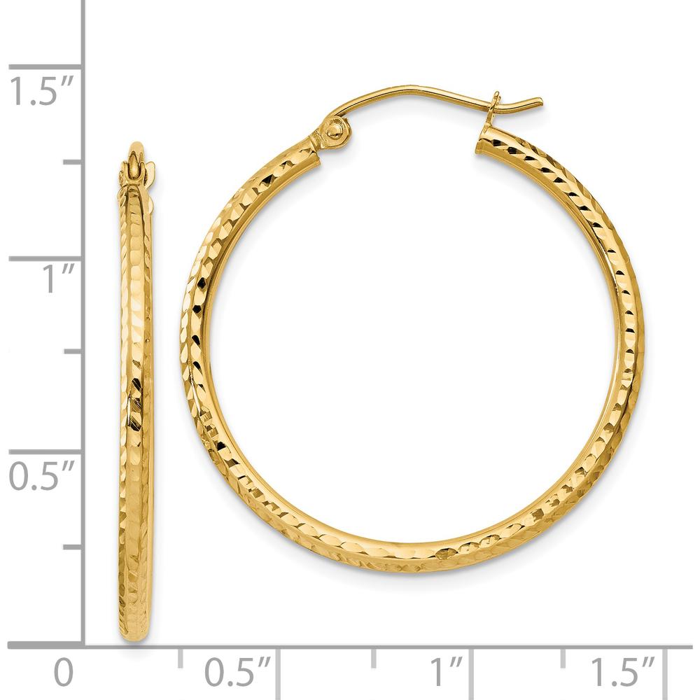 14K Yellow Gold 30mm Diamond-Cut Large Hoop Earrings by 0
