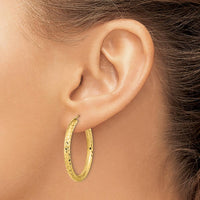14K Yellow Gold 30mm Polished & Diamond-Cut Endless Hoop Earrings by 0