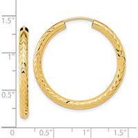 14K Yellow Gold 30mm Polished & Diamond-Cut Endless Hoop Earrings by 0