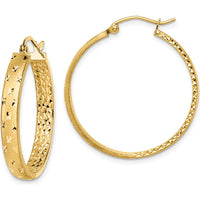 14K Yellow Gold 30mm Polished Diamond-Cut In-and-Out Hoop Earrings by 0