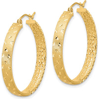 14K Yellow Gold 30mm Polished Diamond-Cut In-and-Out Hoop Earrings by 0