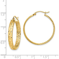 14K Yellow Gold 30mm Polished Diamond-Cut In-and-Out Hoop Earrings by 0