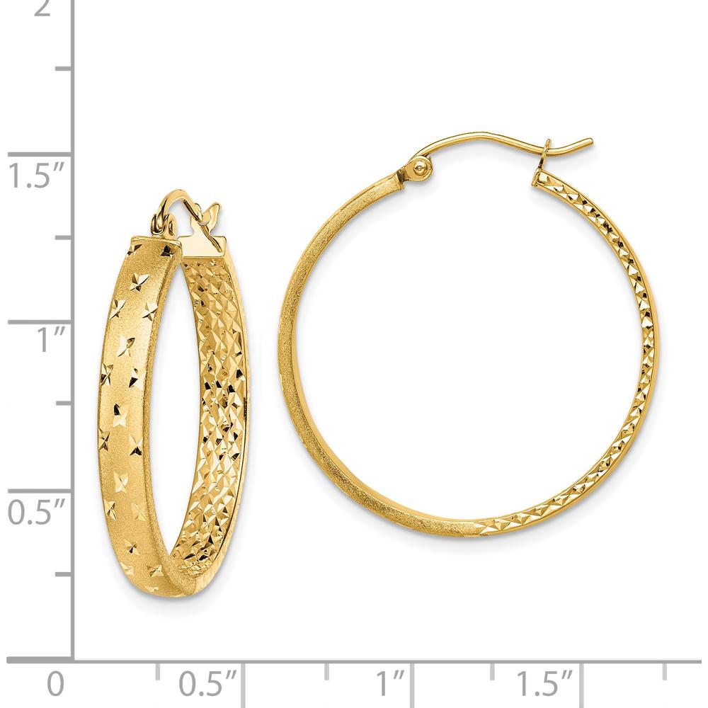 14K Yellow Gold 30mm Polished Diamond-Cut In-and-Out Hoop Earrings by 0