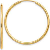 14K Yellow Gold 30mm Polished Endless Hoop Earrings - 1.5mm Thickness by Oro Pregiato