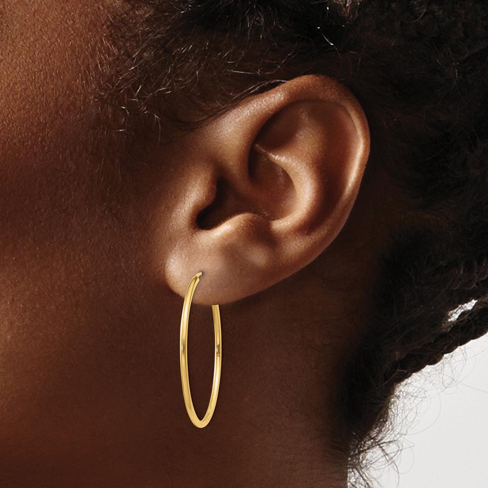 14K Yellow Gold 30mm Polished Endless Hoop Earrings - 1.5mm Thickness by Oro Pregiato
