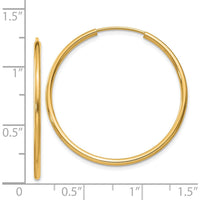 14K Yellow Gold 30mm Polished Endless Hoop Earrings - 1.5mm Thickness by Oro Pregiato