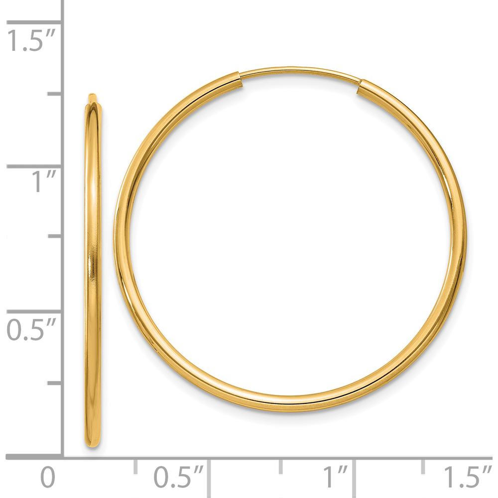 14K Yellow Gold 30mm Polished Endless Hoop Earrings - 1.5mm Thickness by Oro Pregiato