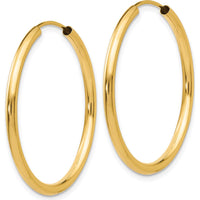 14K Yellow Gold 30mm Polished Endless Hoop Earrings - 2mm Thickness by Oro Pregiato