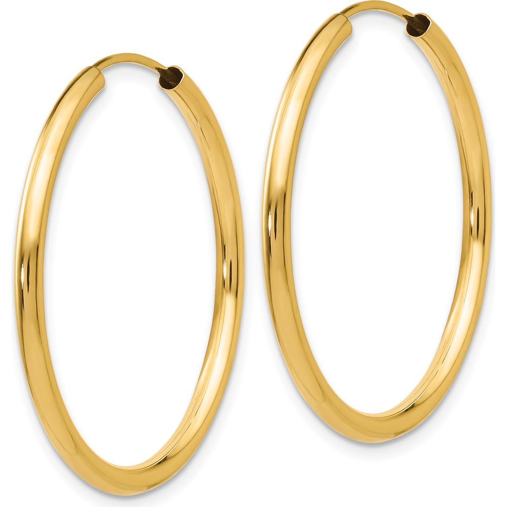 14K Yellow Gold 30mm Polished Endless Hoop Earrings - 2mm Thickness by Oro Pregiato