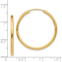 14K Yellow Gold 30mm Polished Endless Hoop Earrings - 2mm Thickness by Oro Pregiato