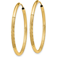 14K Yellow Gold 30mm Satin Diamond-Cut Endless Hoop Earrings by Oro Pregiato