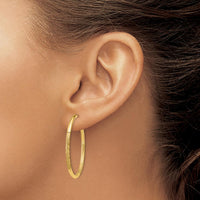 14K Yellow Gold 30mm Satin Diamond-Cut Endless Hoop Earrings by Oro Pregiato