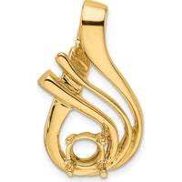 14K Yellow Gold 30mm Slide Pendant Mounting for 6mm Round Stone by Oro Pregiato