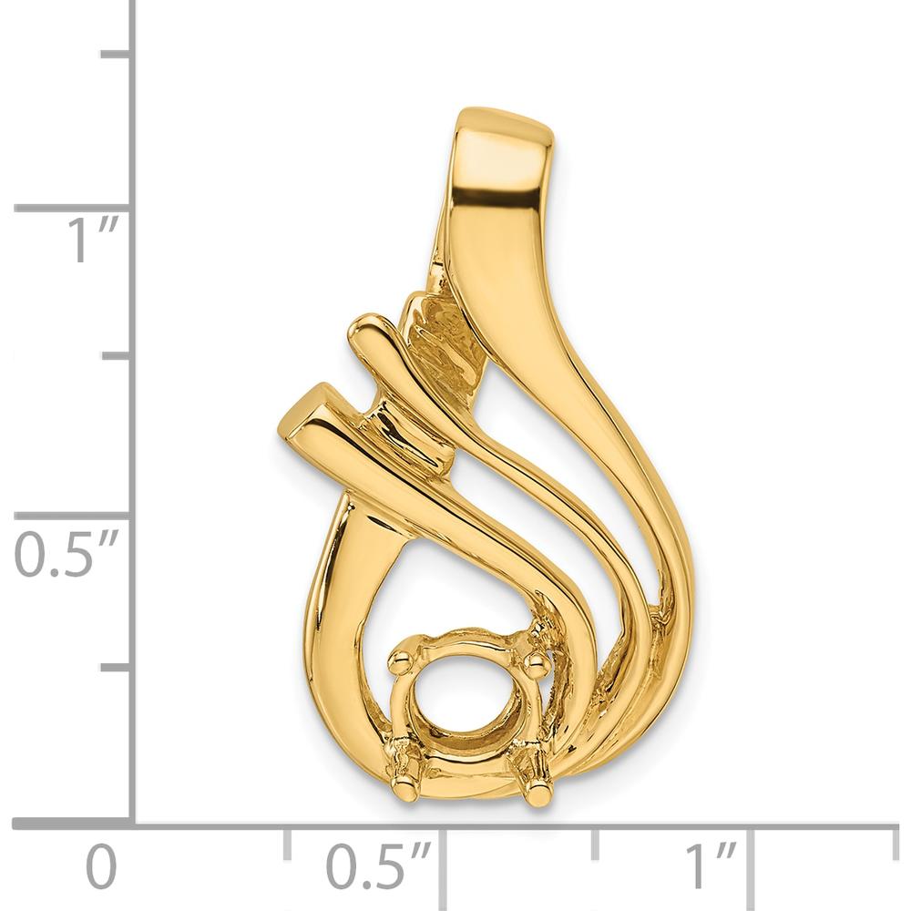 14K Yellow Gold 30mm Slide Pendant Mounting for 6mm Round Stone by Oro Pregiato