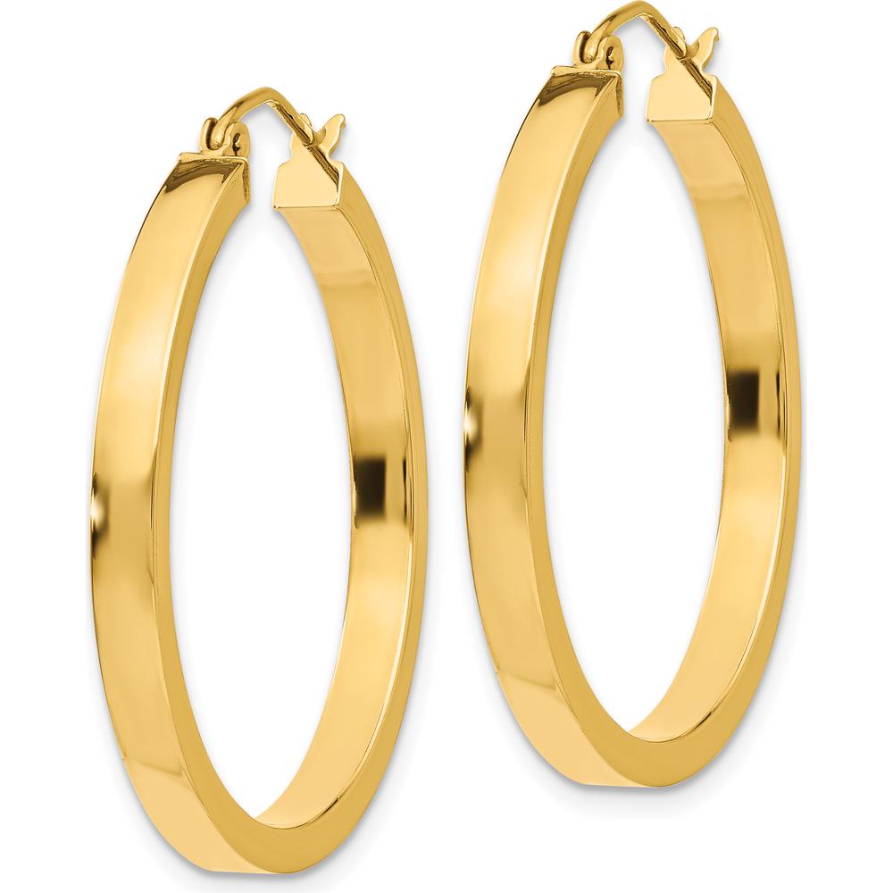 14K Yellow Gold 30mm Square Tube Hoops with Polished Finish by 0
