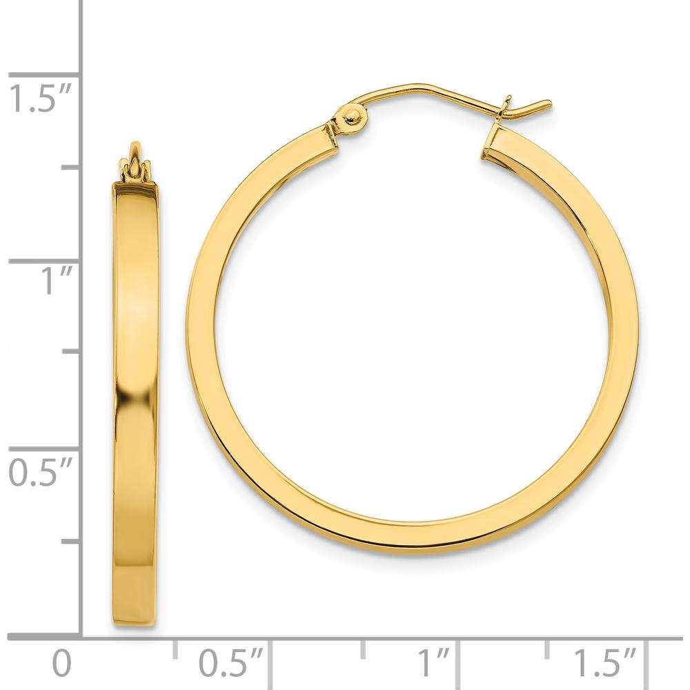14K Yellow Gold 30mm Square Tube Hoops with Polished Finish by 0