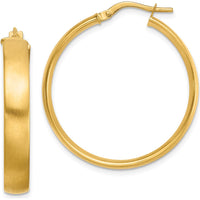 14K Yellow Gold 31mm Large Satin-Finish Hoop Earrings by 0