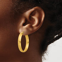 14K Yellow Gold 31mm Large Satin-Finish Hoop Earrings by 0
