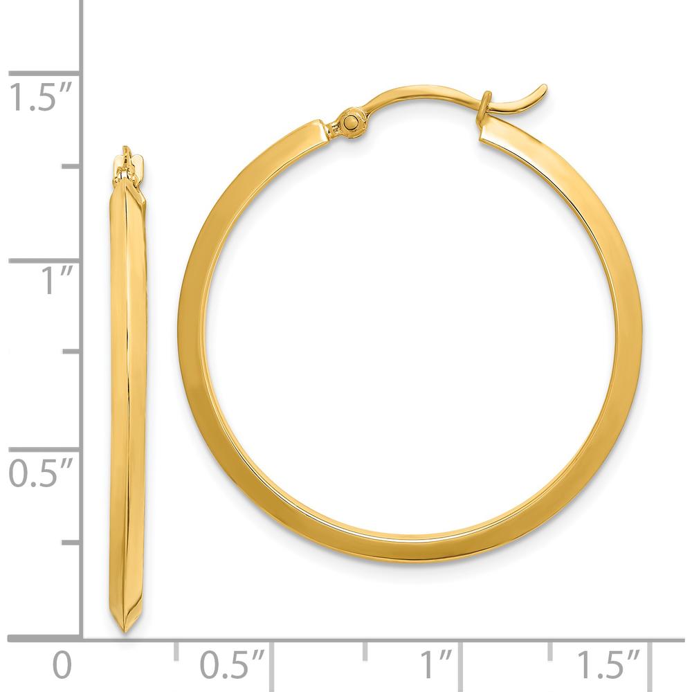 14K Yellow Gold 32.75mm Polished Large Hoop Earrings with Wire & Clutch Back by 0