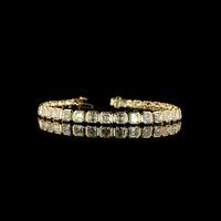 14K Yellow Gold 32-Stone Tennis Bracelet with Bezel-Set Asscher Cut Lab Diamonds - 12.31 Carat Total Weight (E-F VVS2) - Covaloro Fine Jewelry