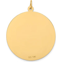 14K Yellow Gold 32mm Round Medical Alert Pendant - Polished Textured Design by Oro Pregiato
