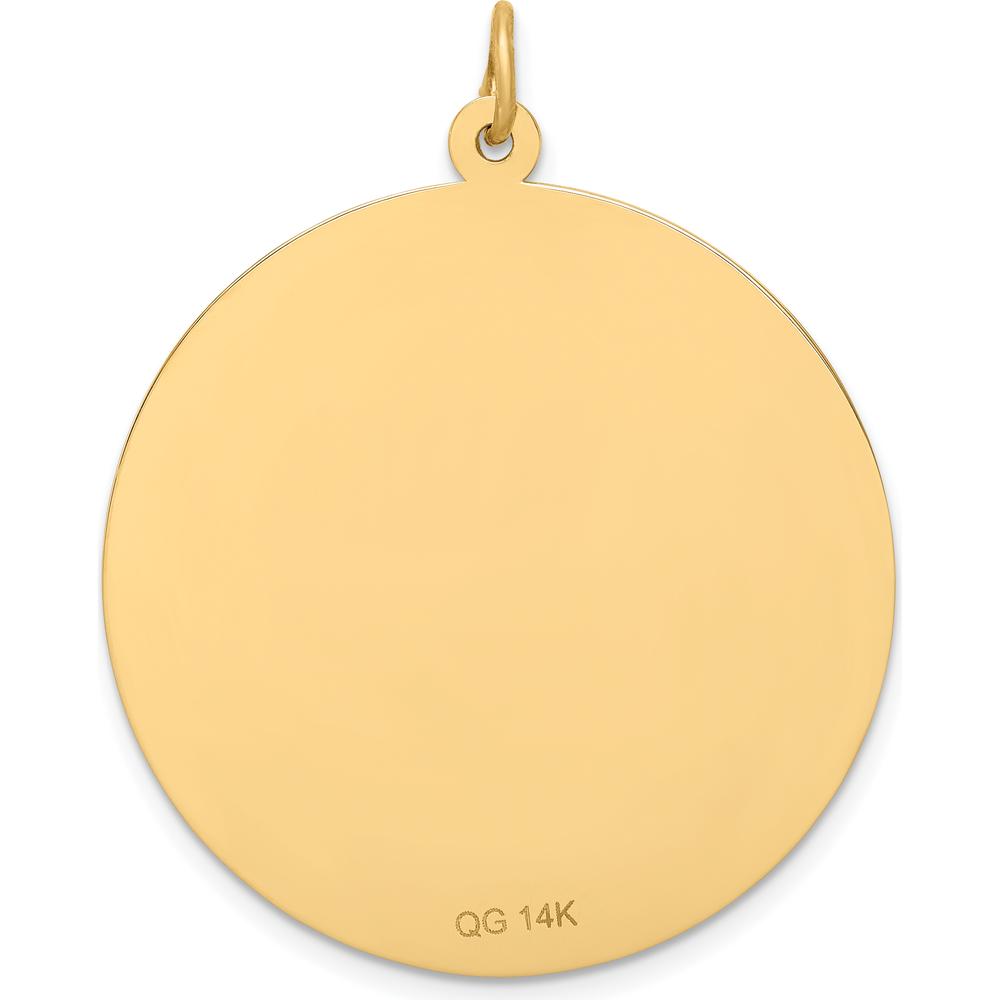14K Yellow Gold 32mm Round Medical Alert Pendant - Polished Textured Design by Oro Pregiato