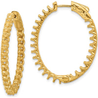 14K Yellow Gold 33.1mm Oval Hoop Earrings with Safety Clasp by Oro Pregiato